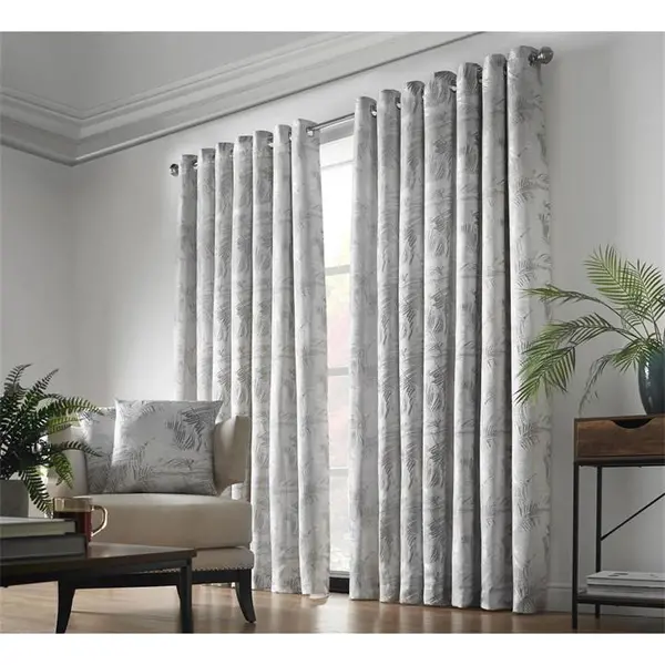 Other Fiji Multi Yarn Fully Lined Ring Top Curtains - Silver 90x90 Inch