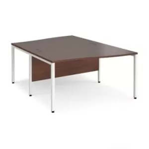 Office Desk 2 Person Wave Desk 1400mm Walnut Tops With White Frames Maestro 25