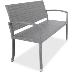 Poly Rattan Garden Bench 2 Seater Grey