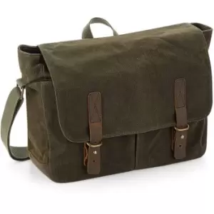 Quadra Heritage Waxed Canvas Messenger Bag (One Size) (Olive Green) - Olive Green