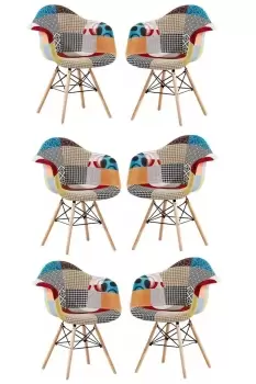 Moda Patchwork Eiffel Armchair, Set of 6 Dining Chairs