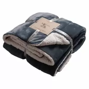 Crossland Grove Sherpa Throw Grey 1520x1770mm