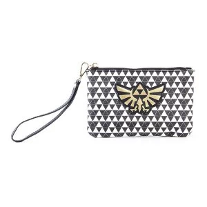 Nintendo - Hyrule Royal Crest With All-Over Pattern Unisex Coin Purse - Black/White