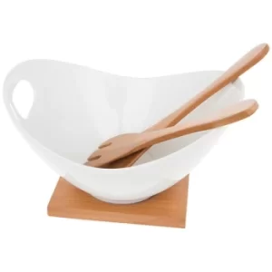 White Bamboo Oval Salad Bowl