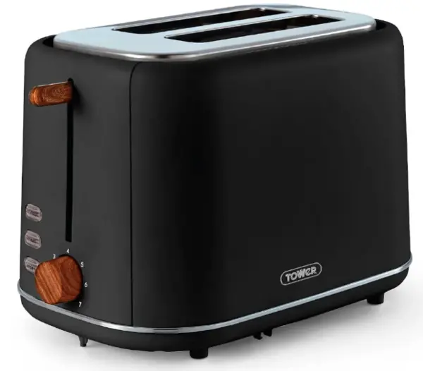 Tower Scandi T20027BLK 2 Slice Toaster