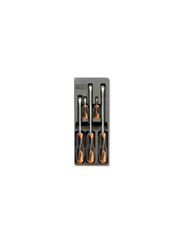 Beta Tools T201 5pc "Grip" Flat/Slotted Screwdriver Set Hard Tray for Roller Cab