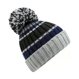 Beechfield Hygge Striped Beanie (One Size) (Steel Blue)