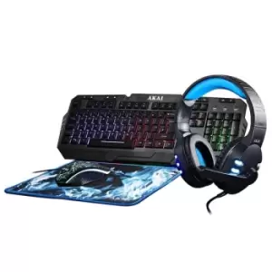 Akai Gaming 4 in 1 Gaming Combo Set for PC and Laptop Black with Blue