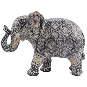 Geometric Black and Gold Small Thai Elephant Figurine