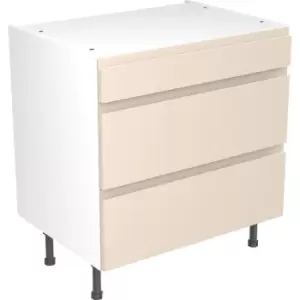 Kitchen Kit Flatpack J-Pull Kitchen Cabinet Base 3 Drawer Unit Ultra Matt 800mm in Cashmere MFC