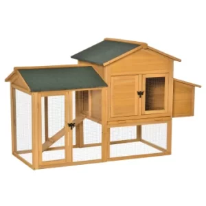 Deluxe Chicken Coop 168cm Small Animal Habitat Hen House Outdoor with Run Nesting Box Slide-out Tray Waterproof Asphalt Roof Lockable Door by PawHut