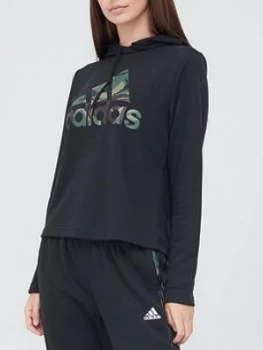 adidas Camo Pullover Hoodie - Black, Size S, Women