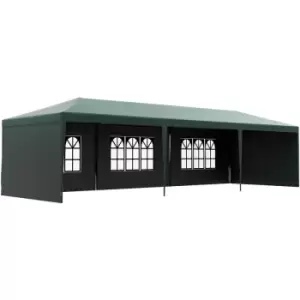 Outsunny 9m x 3m Outdoor Garden Gazebo Wedding Party Tent Canopy Marquee Green - Green