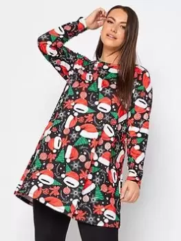 Yours Novelty Mrs Clause Long Sleeve - Black, Size 20, Women