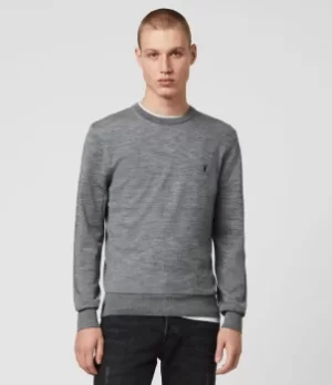 AllSaints Mens Lightweight Mode Crew Jumper, Grey, Size: S