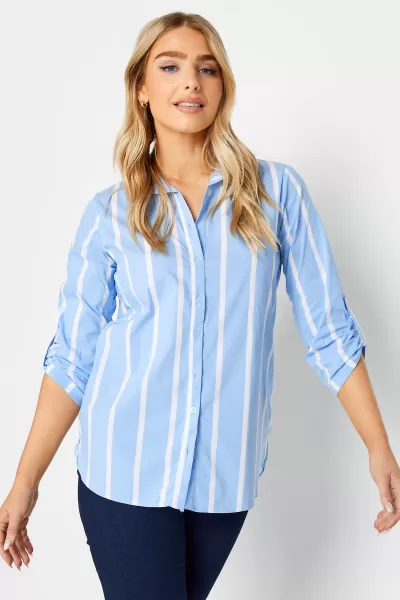 Stripe Tab Sleeve Detail Shirt