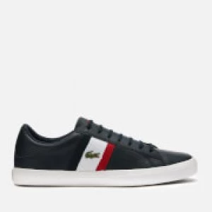 Lacoste Mens Lerond 119 3 Leather Low Top Trainers - Navy/White/Red - UK 8