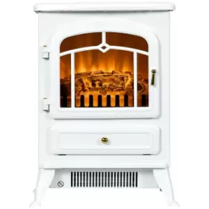 HOMCOM Modern Electric Fireplace, Freestanding Electric Stove Fire with Flame Effect, 950/1850W, White