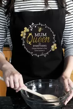 Personalised Queen Bee Black Apron - Cotton