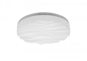 Flush Ceiling Light Small Round 24W LED IP44 3000K, 2160lm, Matt White Acrylic