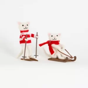 Sass & Belle Skiing & Sledging Cat Decoration (One Random Supplied)