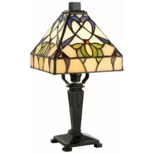 Mini Tiffany Glass LED Table Lamp - Dark Bronze Effect - Needs 40W E14 Golf Bulb