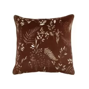 Furn Fearne Botanical Print Cushion Cover, Brick, 50 x 50 Cm