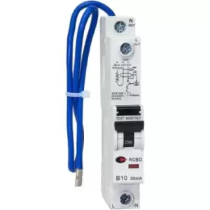 Lewden 10A 1 Module Single Pole A Class Type B RCBO 6Ka 30mA - RCBO-10-30-SPA