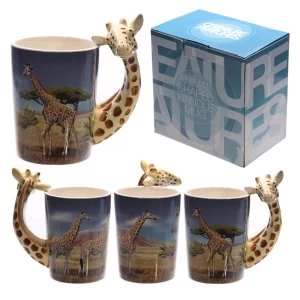 Ceramic Safari Printed Mug with Giraffe Head Handle