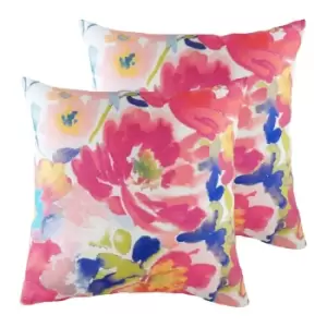 Evans Lichfield Aquarelle Floral Twin Pack Polyester Filled Cushions Multi