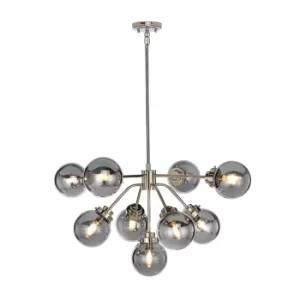 Kula 9 Light Chandelier, Polished Nickel, E14