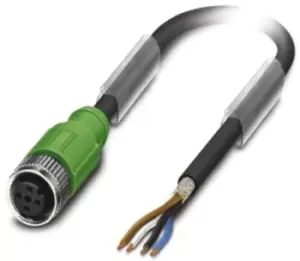 Phoenix Contact Sac-4P- 5,0-Pur/m12Fs Sh Sensor Cable, 4Pos, M12 Socket, 5M