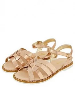 Monsoon Girls Giya Plaited Sandal - Rose Gold, Size 8 Younger