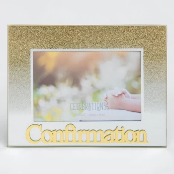 5" x 3.5" Gold Glitter Glass Frame - Confirmation