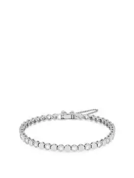 Jon Richard Rhodium Plated Polished And Cubic Zirconia Hexagon Bracelet - Gift Boxed, Silver, Women