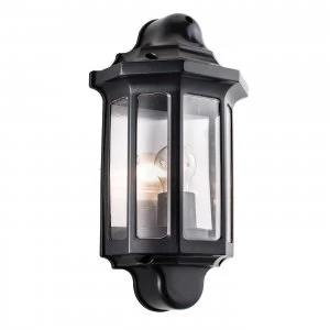 Outdoor Wall Lantern Satin Black Paint, Clear Polycarbonate IP44, E27