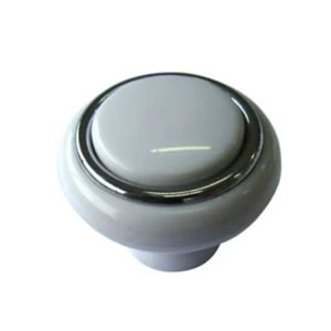 BQ White Gloss Chrome effect Round Internal Knob Cabinet knob D40 mm