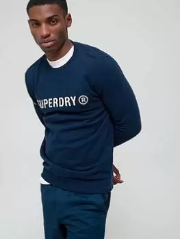 Superdry Corp Logo Crew Neck Sweatshirt - Navy Size XL Men