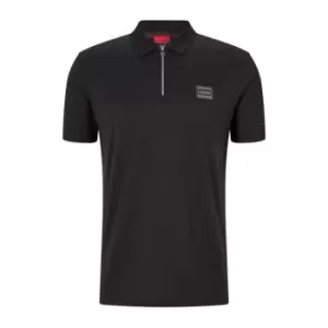 Hugo Zip Up Polo Shirt - Black