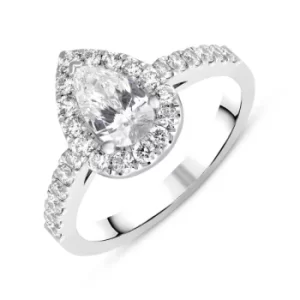 Platinum Diamond Pear Cut Cluster Shoulder Set Ring