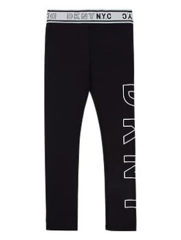 DKNY Girls Sporty Logo Print Leggings - Black, Size Age: 4 Years, Women