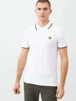 Lyle & Scott Seasonal Tipped Polo Shirt - White/Navy Size M Men