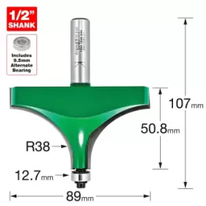 Trend CraftPro Bearing Guided Round Over and Ovolo Router Cutter 89mm 50.8MM 1/2"