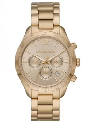 Michael Kors Ladies Layton Gold Chronograph Dial Gold Plated...