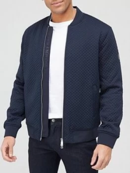 Armani Exchange Quilted Sweat Bomber Jacket Navy Size S Men