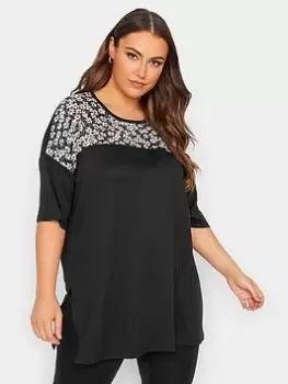 Yours Block Pattern Top, Black, Size 20, Women