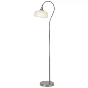 Luminosa DeRuyter Floor Lamp E27 Satin Nickel, Frosted Glass