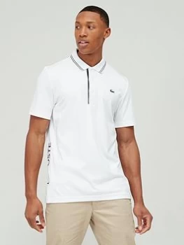 Lacoste Sports Lacoste Golf Tipped Collar Side Logo Polo Top - White/Navy Size XL Men