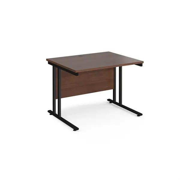 Maestro 25 Straight Office Desk Black Frame and Walnut Table Top - 1000x800mm