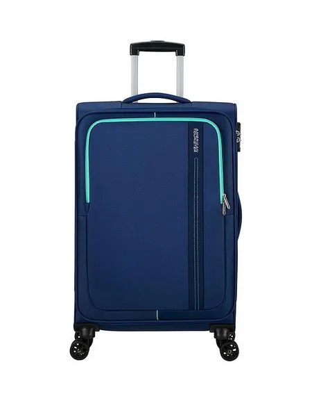 American Tourister Sea Seeker VZDVG Spinner Medium Soft Combat Navy Suitcase